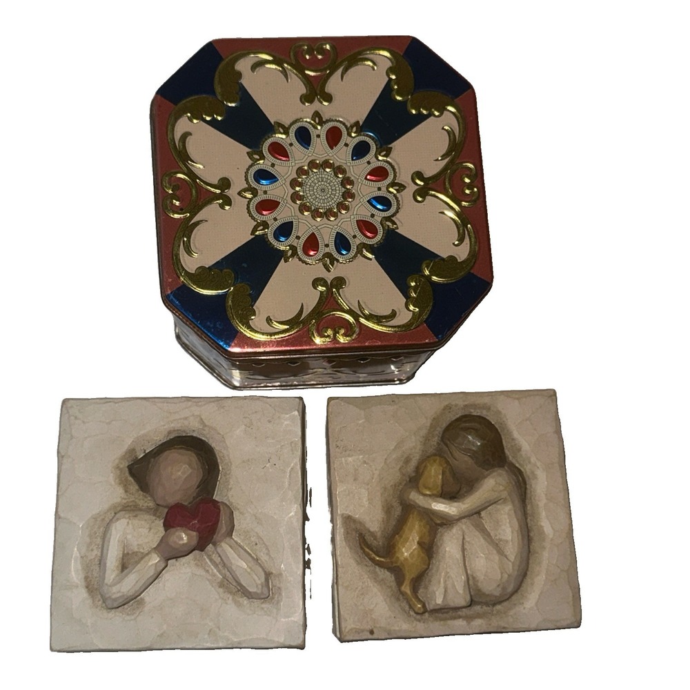 Lot Of 2 Willow Tree And 1 Small Tin Trinket Box Gifts Decor